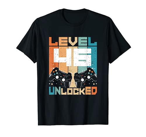 Nivel 46 Desbloqueado Divertido Video Gamer Regalo 46 Cumpleaños Camiseta