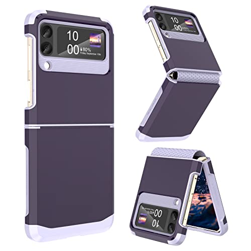 SQMCase Designed for Galaxy Z Flip 4 Case with Hinge Protection,Samsung Flip 4 Heavy Duty Shockproof Full Body Protective Phone Case Cover for Z Flip 4 5G(2023)-Purple