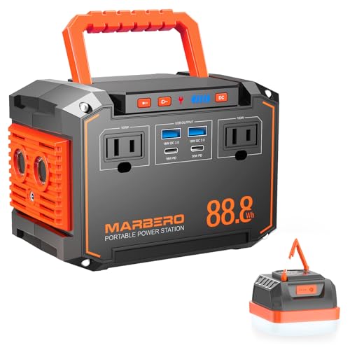 MARBERO Portable Power Station 150W Peak with 248LM Camping Lantern