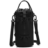 Tactical Molle Water Bottle Pouch 6L/170 oz Columnar EDC Bag Holder with Shoulder Strap and Handle (Black)