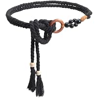 Cintura da donna vintage bohémien in corda lunga - Cinch in va intrecciato regolabile con