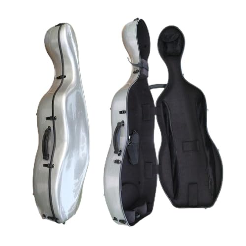 YoungMonic 4/4 Full Size Cello Case Hard Mixed Carbon Fiber silver Color Cello Box with Straps Cello Bag (silver)