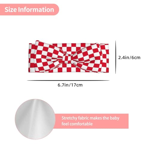 Red White Grid Checkered Retro Baby Girl Bows And Headbands 6-12 Months For Baby Girls Newborn Infant Toddlers3