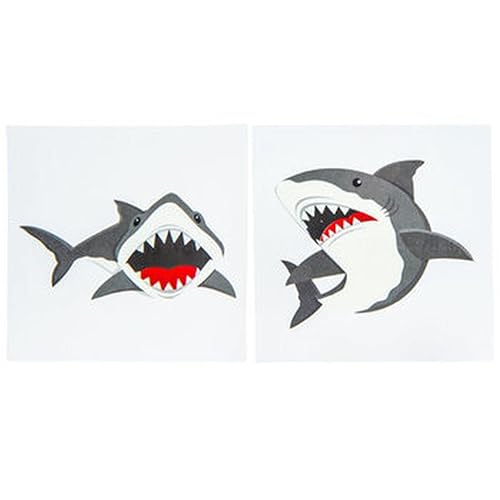 Miniatura 1 de Recuerdos de fiesta de tiburones - Tatuajes temporales - 24 lindos tatuajes cuadrados