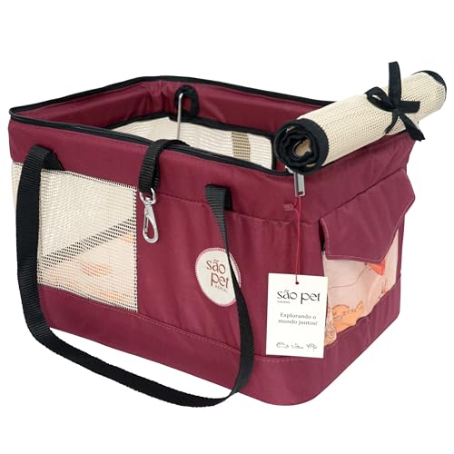 São Pet Bolsa Aerial Para Transporte De Cães E Gatos Em Avião (43X32X24 Cm) Vermelha