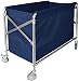 MERTNK Chariots Mobiles Pliant Chariot de Trieuse de Buanderie Panier Sur Roues Panier de Service Pour Salle Den D'Hôtel Cadre En Acier Inoxydable, Sacs En Tissu Oxford/Blue