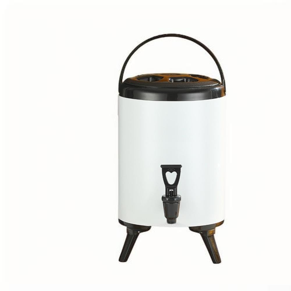 Honseadek Distributeur de boissons isotherme à double paroi portable de grande capacité avec robinet pour le camping et les événements en plein air (10 L, blanc)