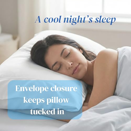 Image of Beckham Hotel Collection Cooling Pillowcases for Hot Sleepers, Standard /Queen Size Set of 2, Cool Bedding, Envelope Closure, Silky Soft, Breathable, Moisture-Wicking, Sand