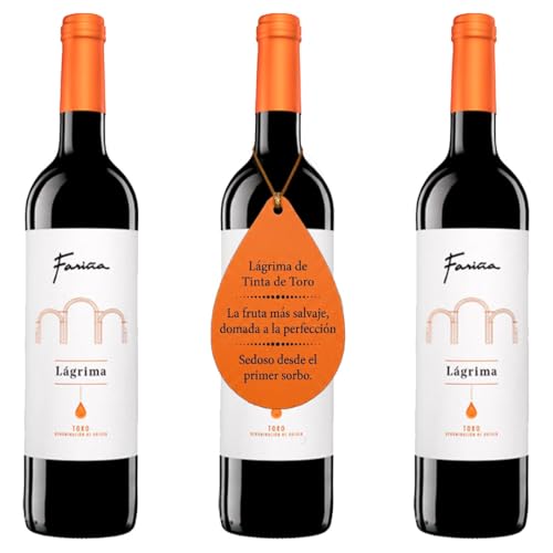 Fariña Lágrima - Vino Toro Tinto - Bodegas Fariña - 100% Tinta de Toro - Crianza 6 Meses - Elaborado con Mosto Lágrima - Pack de 3 Botellas x 75cl