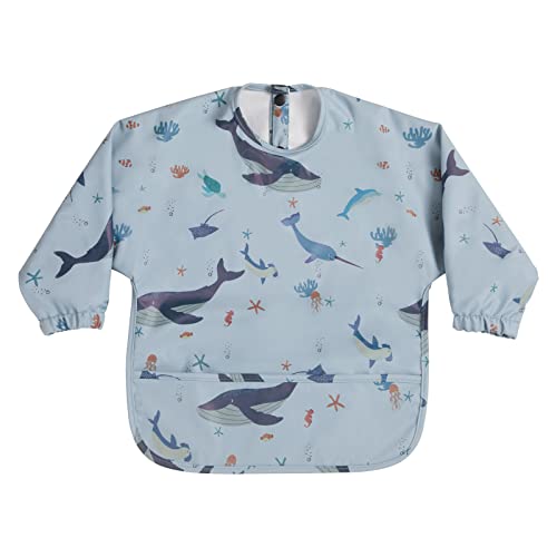 Image of HALAA VAUVA Long Sleeve Baby Bibs for Toddlers, Waterproof, Boys Girls Smock with Food Catcher Pocket for Feeding, Eating