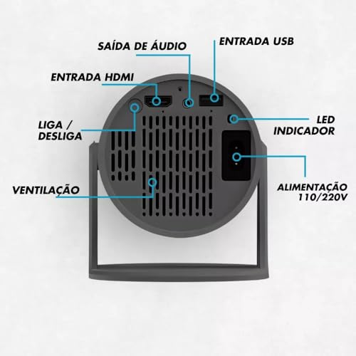 Projetor HY300 Pro Mini Projetor Portatil, 5G WiFi 6 Bluetooth 5.0, Smart Projetor Android 11, 8500
