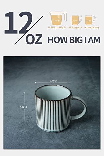 Famiware Coffee Mug Set For 4, 12 Oz Catering Mugs With Handle For Coffee, Tea, Cocoa, Milk, Smoky Blue #TOP4