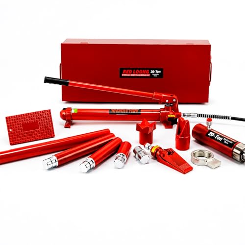 Image of 6-20 Ton Porta Power Hydraulic Jack Kit, Heavy Duty Hydraulic Ram & Pump Set, Auto Body Frame Repair Tool with Extension Tubes for Car, Truck & Garage (20T)