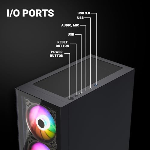 Image of Ant Esports Pepper 5F Mid-Tower Dual Color Computer Case /Gaming Cabinet - Black /White | Support ATX, Micro-ATX, Mini-ITX | Pre-Installed 5 ARGB Fans