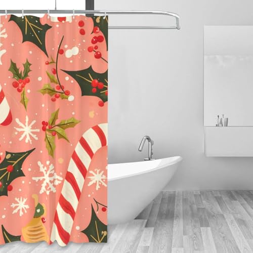 Rideau de douche polyester moderne Holly Berries imperméable avec crochets - 7