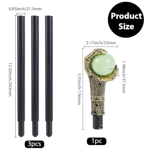 Image of GORGECRAFT Antique Cane Vintage Walking Stick Halloween Party Decorative Cosplay Costume Cane Handle Knob Costume Accessories