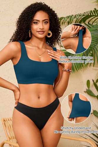 Image of Women Sport Bra Swimsuit Top - Swim Bra Bikini Top Only Scoop Neck Bathing Top 2025 Swimwear