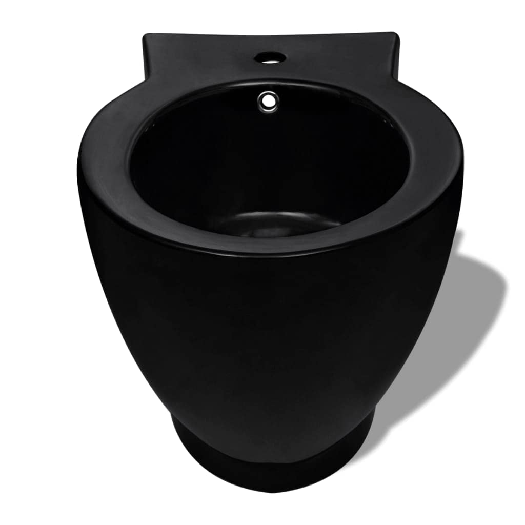 Ceramiczny zestaw WC i bidet czarny z siedziskiem Soft-Close i podwójnym spłukiwaniem 3/6 l, stojący, nowoczesny design, łatwy montaż, zestaw łazienkowy do łazienki dla gości i renowacji