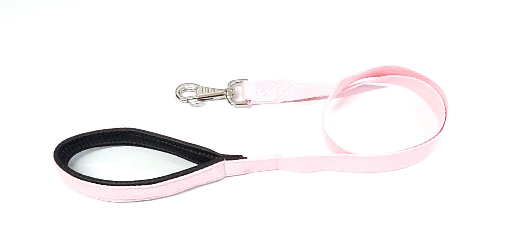 Short Dog Lead With Padded Handle Walking Training Leash Close Control In Strong 25mm Webbing (Baby Pink, 45" (1.1 Metres))