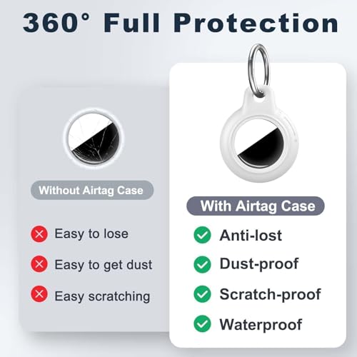 Image of MOLOSLEEVE 1 Pack Waterproof for Apple for AirTag 2nd & 1st Gen Holder, for Air Tag Case with Keychain, PC Hard Shell Swivel Buckle, for Airtag Case Suitable for Tracking, Bags, Luggage, Keys (White)