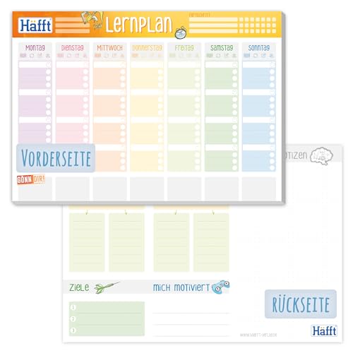 Häfft® Lernplaner Block A4 mit 50 Blatt - Wochenplaner mit To-Do-Liste, Tracking, Lernpäckchen, Zielen, großem Notizfeld und mehr - nachhaltig & klimafreundlich