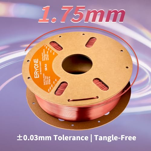 Image of ERYONE Silk PLA Filament for 3D Printer 1.75mm + /- 0.03mm, Shiny Filament 1kg (2.1lbs) /Spool, Silk Copper