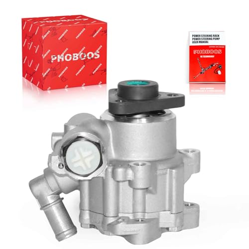 PHOBOOS Power Steering Pump Compatible with BMW 323i/325i/328i/330i/525i/528i/530i 1997-2003 L6 2.5L/2.8L/3.0L, with Outlet & Pulley, Smooth Steering, Low Noise, High Durability, Ref. 21-5065