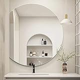 Halfronde frameloze badkamerspiegel, gevormde make-upspiegel, decoratieve spiegel, veiligheid explosiebestendig, naar beneden/links/rechts gesneden halve cirkel glazen spiegel, onderste inke