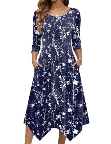 Zeagoo Blue Mothers Day Dress Floral Dresses for Women Summer