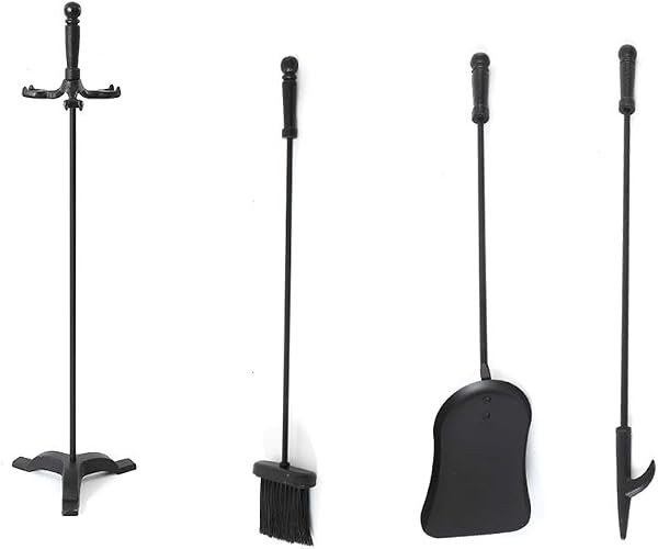 Traderight 4-Piece Cast Iron Fireplace Tool Set