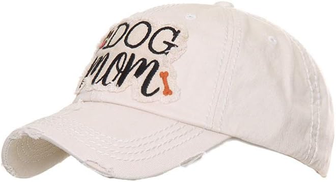 ScarvesMe Women Dog Mom Embroidered Vintage Cotton Adjustable Distressed Baseball Cap