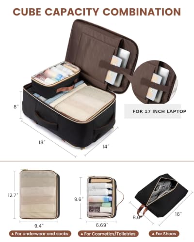 Image of LOVEVOOK Rolling Backpack with Wheels, Carry On Luggage for Women Men, 17 Inch Wheeled Travel Backpack 57L Water Resistant, Flight Approved Underseat Luggage Trolley Bag for Business Overnight
