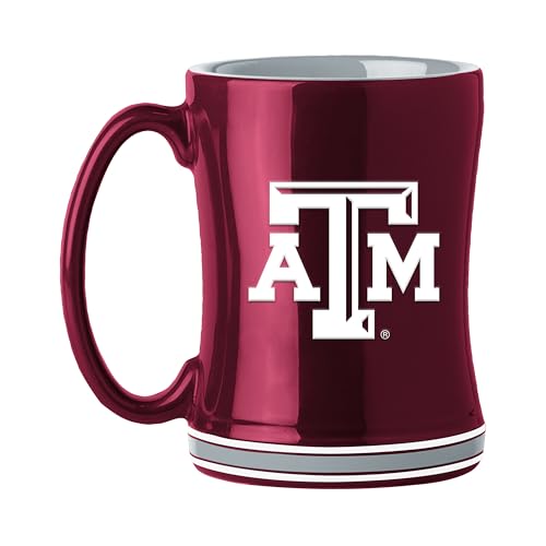 Image of Logo Brands NCAA Texas A&M Aggies 14oz Relief Coffee Mug - Officially Licensed Mug, Sculpted 3D Logo and Team Colors - Comfortable Handle and Glossy Finish for College Sports Fans