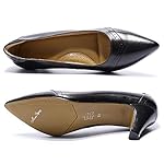 Mona flying Women's Leather Pointed Toe Dress Pumps Comfort High Heels Office Work Shoes for Ladies Dark Black - Image 4