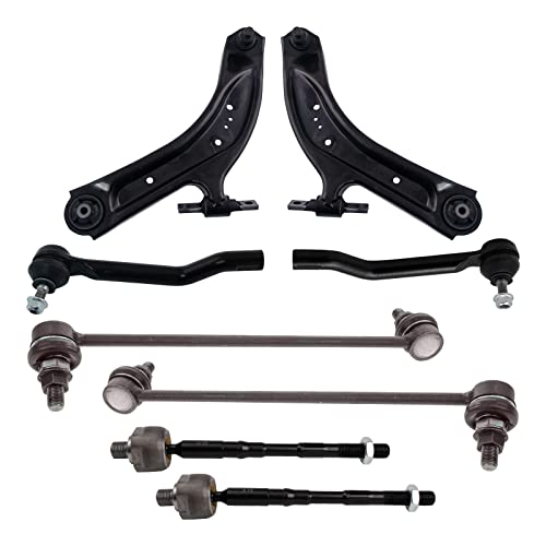 TRQ Front Steering & Suspension Kit Control Arm with Ball Joint Sway Bar Stabilizer Link Tie Rod Compatible with 2014-2020 Nissan Rogue 2017-2022 Rogue Sport