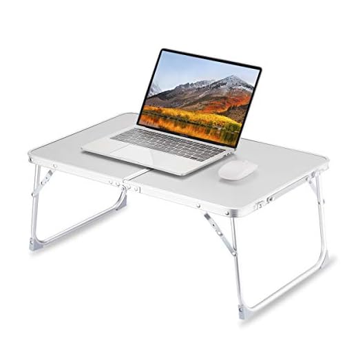 Foldable Laptop Table for Bed, SUVANE Lap Desk Bed Desk, Breakfast Serving Bed Tray, Portable Mini Picnic Table Storage Space Laptop Desk Reading Holder(Gray)