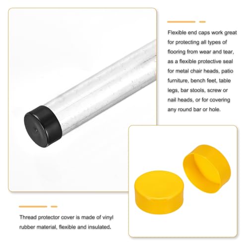 Image of uxcell 2pcs Rubber End Caps 130mm(5 Inch) ID Vinyl Round Tube Bolt Cap Cover Screw Thread Protectors Yellow, 50mm Height