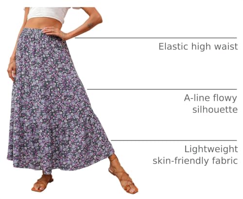 Image of KIRUNDO Maxi Skirts for Women Summer Boho Floral Long Skirt