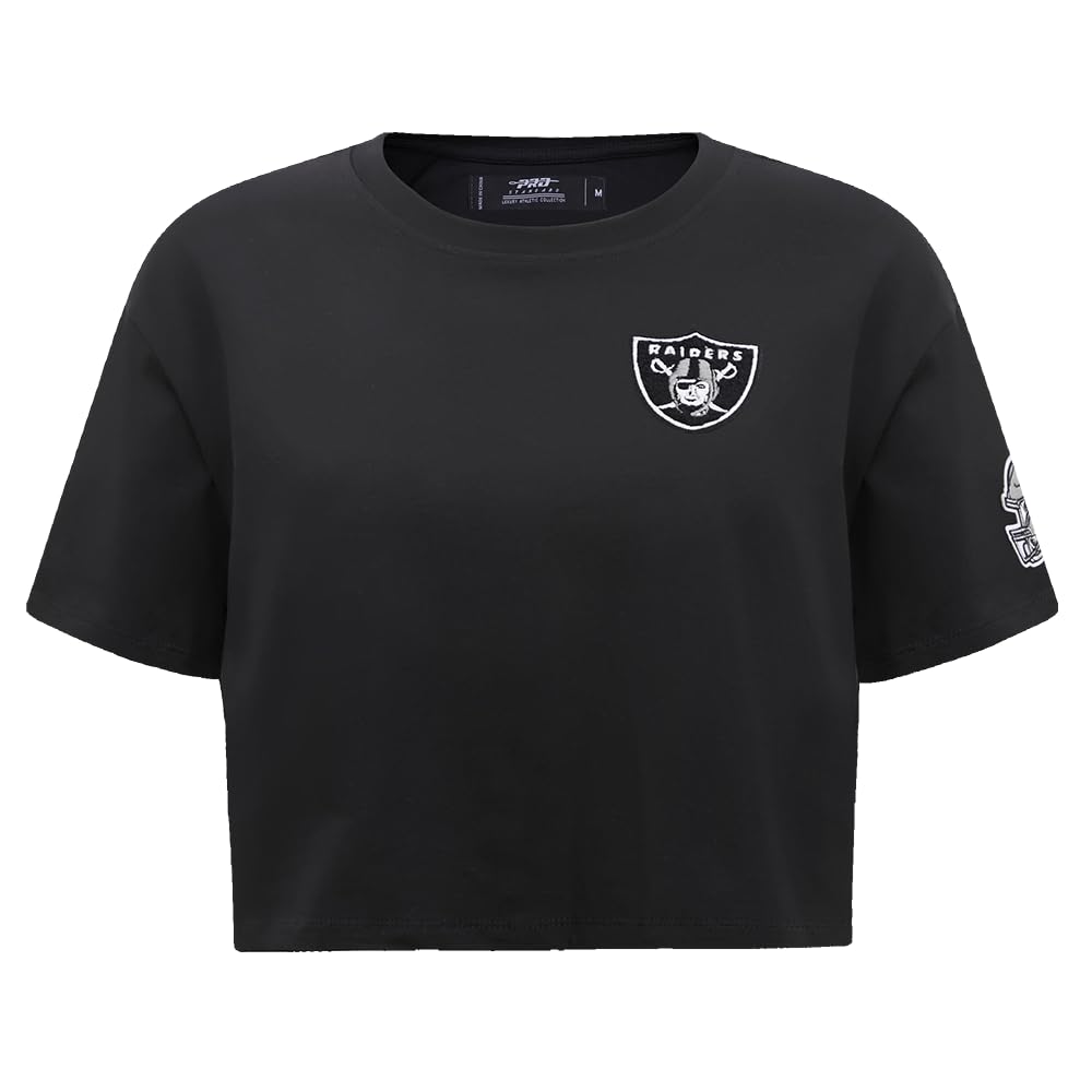 Pro Standard Women's NFL Las Vegas Raiders Classic Chenille Short Sleeve Boxy Tee, Black, M