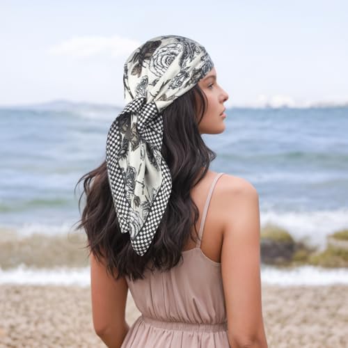 27 Inches Head Scarf for Women Like Silk Scarf Hair Wrapping Bandana Square Scarves