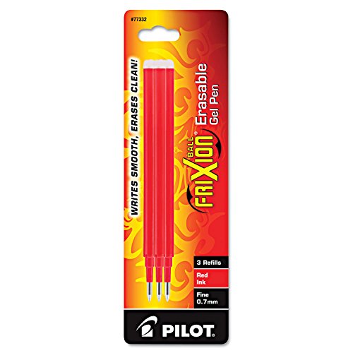 Image of Pilot FriXion Gel Ink Pen Refill, 3-Pack for Erasable Pens, Fine Point, Red Ink (77332)