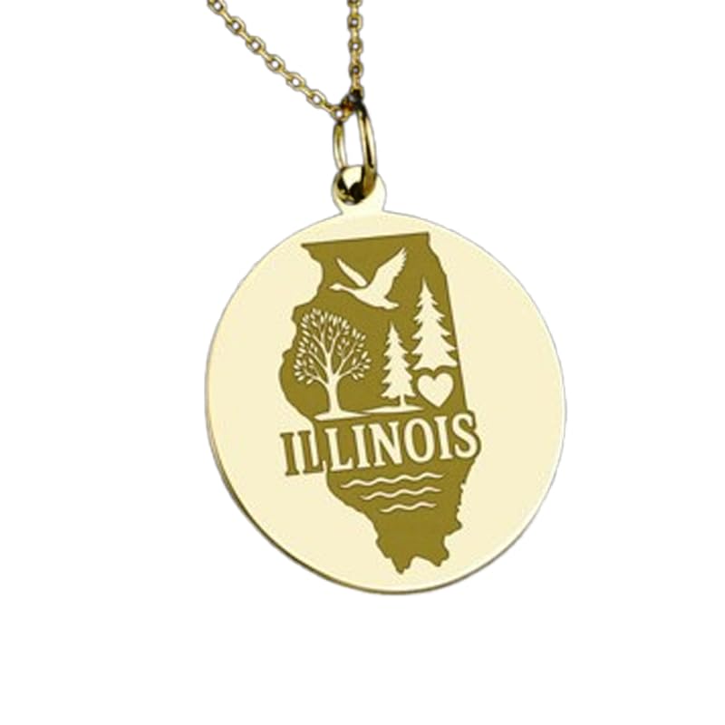 Pendentif Illinois en argent plaqué or, le bijou de voyage idéal