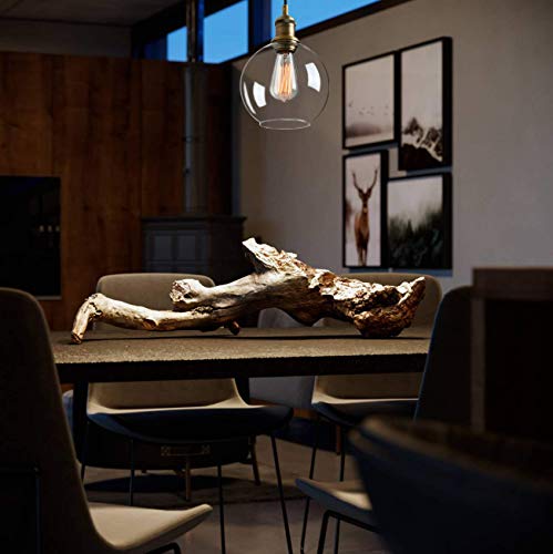 Suspension globe rétro en verre soufflé et métal noir pour intérieur chic - 7