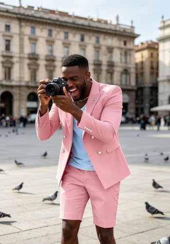 Image of Short Suits for Men 2 Piece Summer Mens Suit Beach Wedding Tuxedo