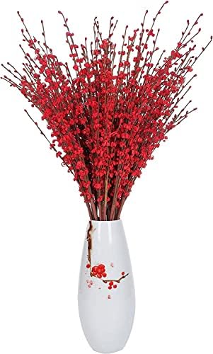 BINDUO 10 Pcs 29.5'' Long Stem Artificial Jasmine Flowers Tall Fake Fall Flower Bouquet Faux Jasmine Plants for Hotel Home Farmhouse Office Kitchen Bedroom Wedding Halloween Party DIY Decor（Red）