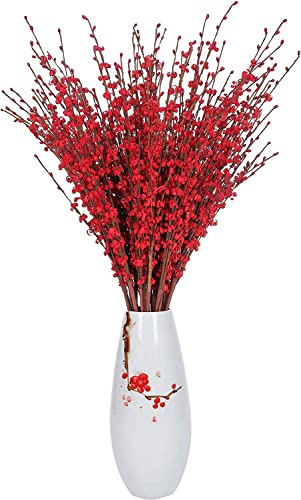 Binduo 10 Pcs 29.5'' Long Stem Artificial Jasmine Flowers Tall Fake Fall Flower Bouquet Faux Jasmine Plants For Hotel Home Farmhouse Office Kitchen Bedroom Wedding Halloween Party Diy Decor（Red） #TOP12