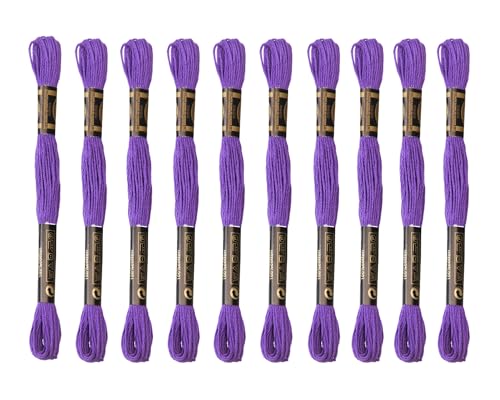 Image of 12 Skeins Embroidery Cotton Floss is 100% Egyptian Long Fiber Cotton of 8.75yds Each Cross Stitch Thread for Hand Embroidery DIY Creation and Friendship Bracelet String (12, Purple)