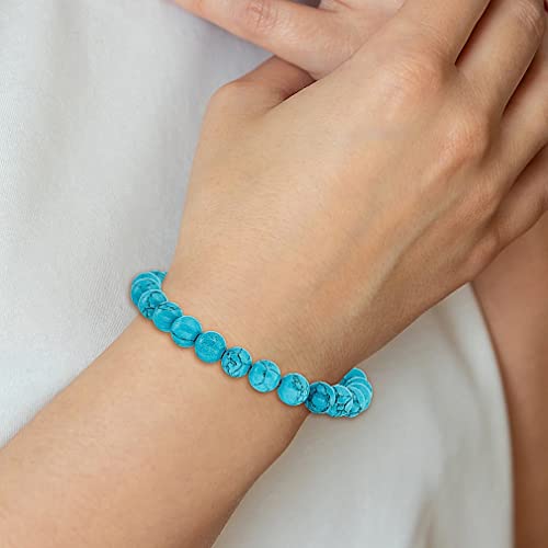 Ice Carats 8Mm Blue Turquoise Agate Beaded Stretch Bracelet Adjustable Wrap Natural Stone Shell Wood Fashion Jewelry For Women Gifts For Her #TOP3