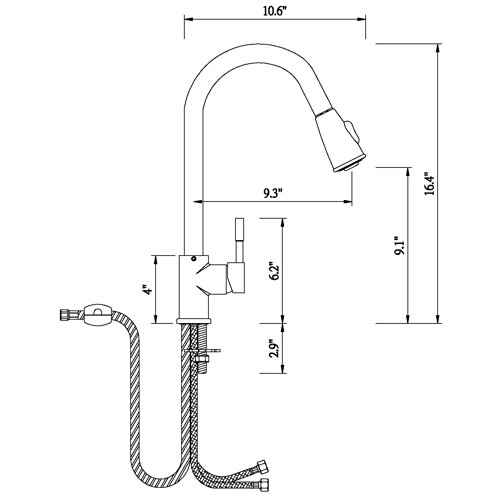 Builders Shoppe 1152Ss 16" Single Handle Pull-Down Kitchen Faucet Stainless Steel Finish #TOP3