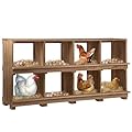 Neoaider Nesting Boxes for Chickens 8 Compartment, Wall-Mounted Wooden Chicken Nesting Box, Ensuring Comfortable Egg Laying, Preventing Egg Falls, Perfect for Backyard and Poultry Farms